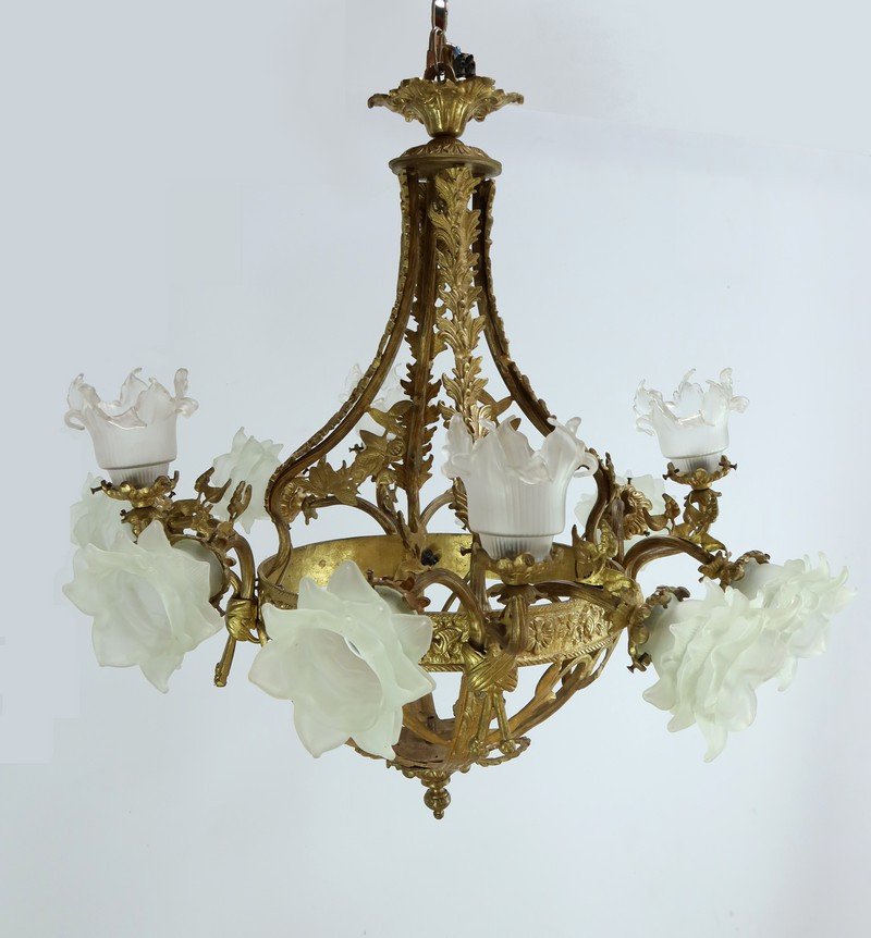 12-light Chandelier In Gilt Bronze, Napoleon III Style – Late 19th Century-photo-2