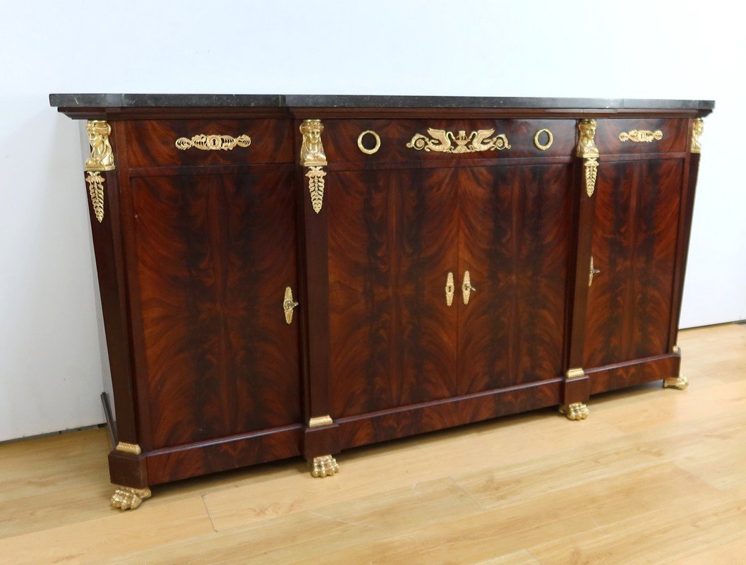 Mahogany Burl Sideboard, Return From Egypt Style – Early 20th Century-photo-2