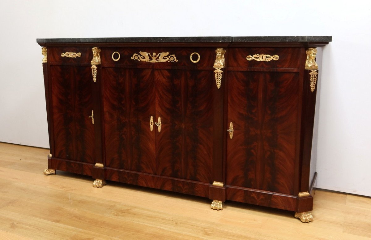 Mahogany Burl Sideboard, Return From Egypt Style – Early 20th Century-photo-3