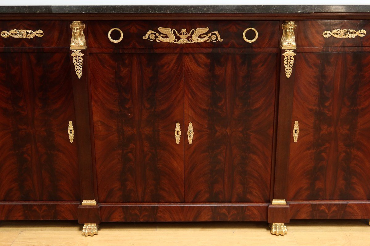 Mahogany Burl Sideboard, Return From Egypt Style – Early 20th Century-photo-5