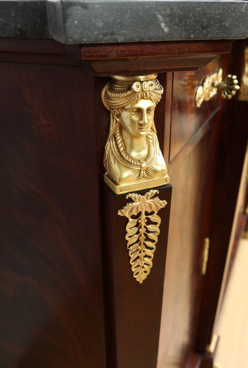 Mahogany Burl Sideboard, Return From Egypt Style – Early 20th Century-photo-7