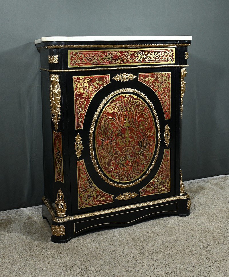 “boulle” Marquetry Entry Cabinet, Napoleon III Period – Mid-19th Century-photo-2