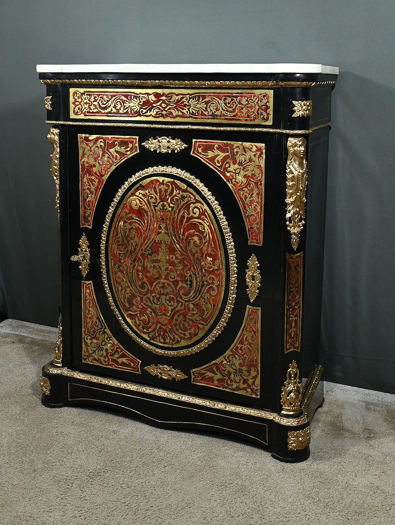 “boulle” Marquetry Entry Cabinet, Napoleon III Period – Mid-19th Century-photo-3