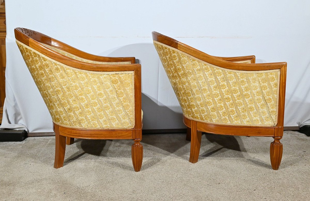 Pair Of Art Deco Blond Mahogany Armchairs – 1940-photo-2