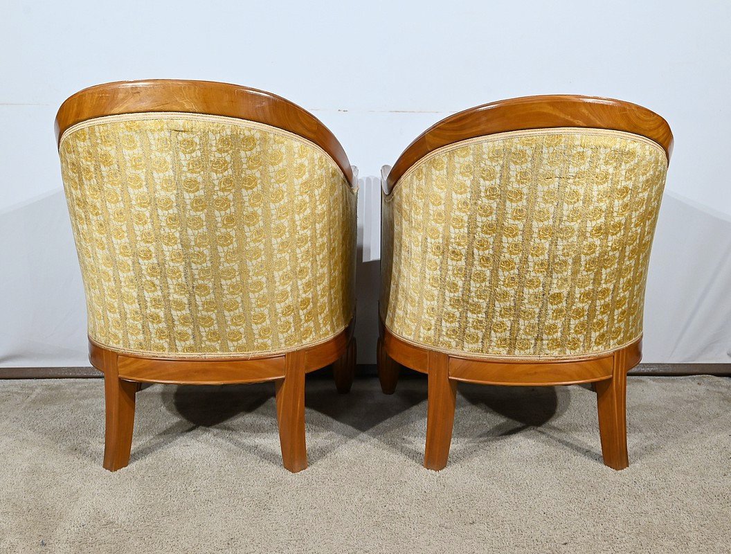 Pair Of Art Deco Blond Mahogany Armchairs – 1940-photo-4