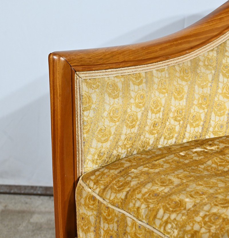 Pair Of Art Deco Blond Mahogany Armchairs – 1940-photo-8