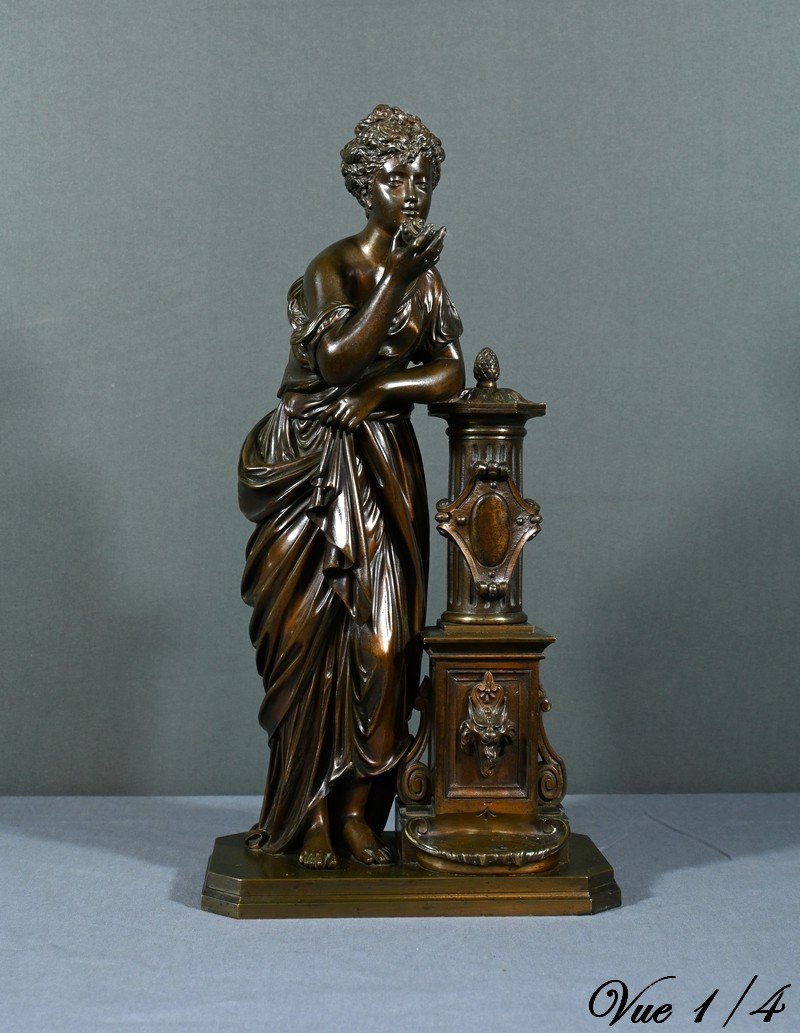 Bronze “lady At The Fountain”, Signed E.bruchon – Mid 19th Century-photo-4