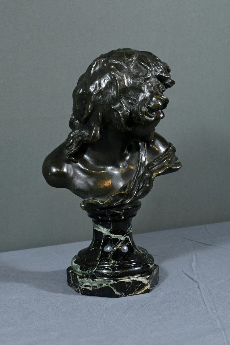 Bronze “laughing Child”, Signed A.injalbert – Late 19th Century-photo-2