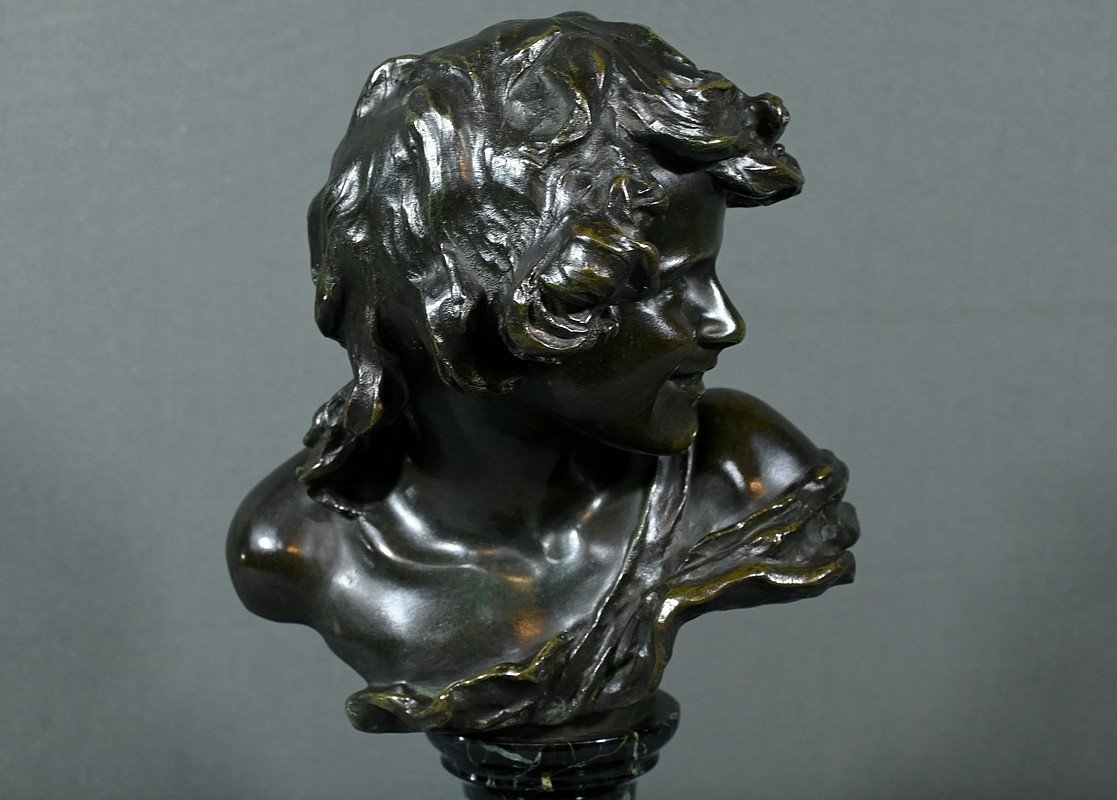 Bronze “laughing Child”, Signed A.injalbert – Late 19th Century-photo-4