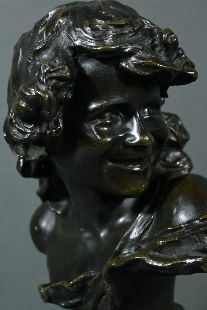 Bronze “laughing Child”, Signed A.injalbert – Late 19th Century-photo-3