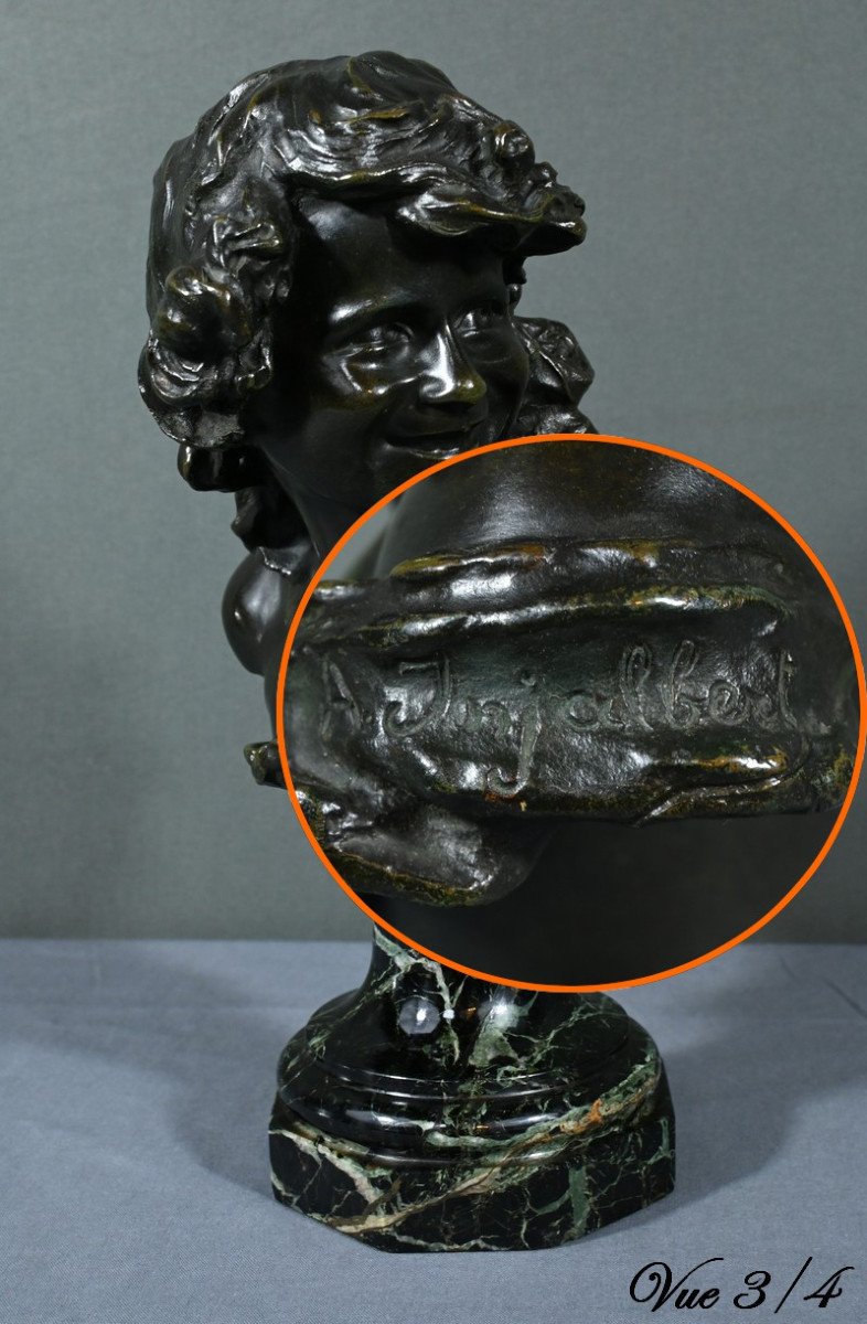 Bronze “laughing Child”, Signed A.injalbert – Late 19th Century-photo-8