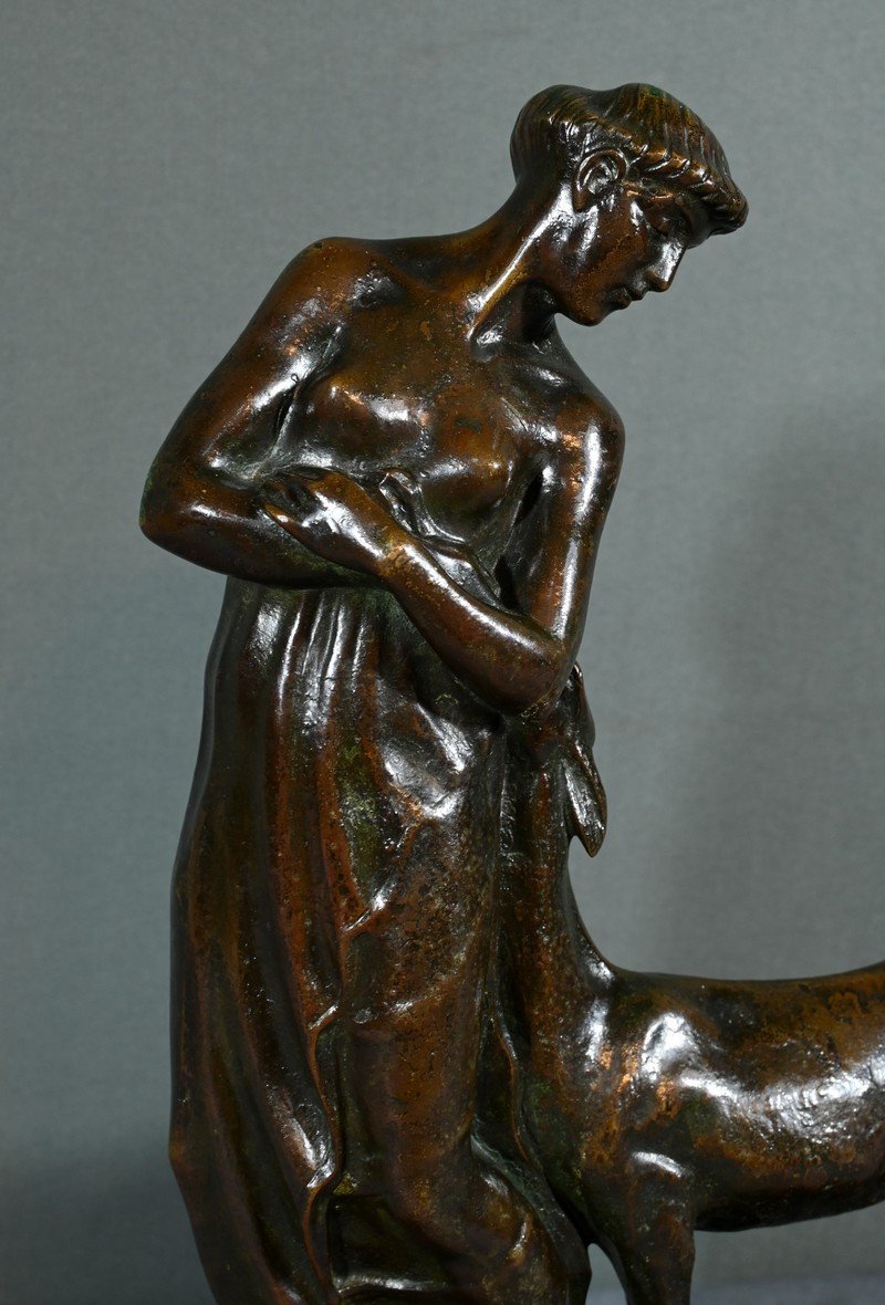 Bronze  "la Femme Au Faon", Atelier Primavera – 1930-photo-1