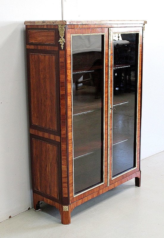 Small Display Cabinet In Blond Mahogany Veneer, Louis XVI Style - 19th Century-photo-2