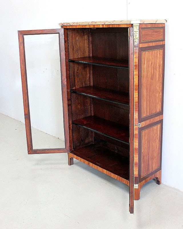 Small Display Cabinet In Blond Mahogany Veneer, Louis XVI Style - 19th Century-photo-4