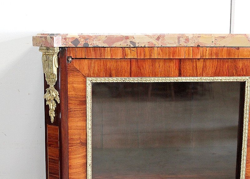 Small Display Cabinet In Blond Mahogany Veneer, Louis XVI Style - 19th Century-photo-6