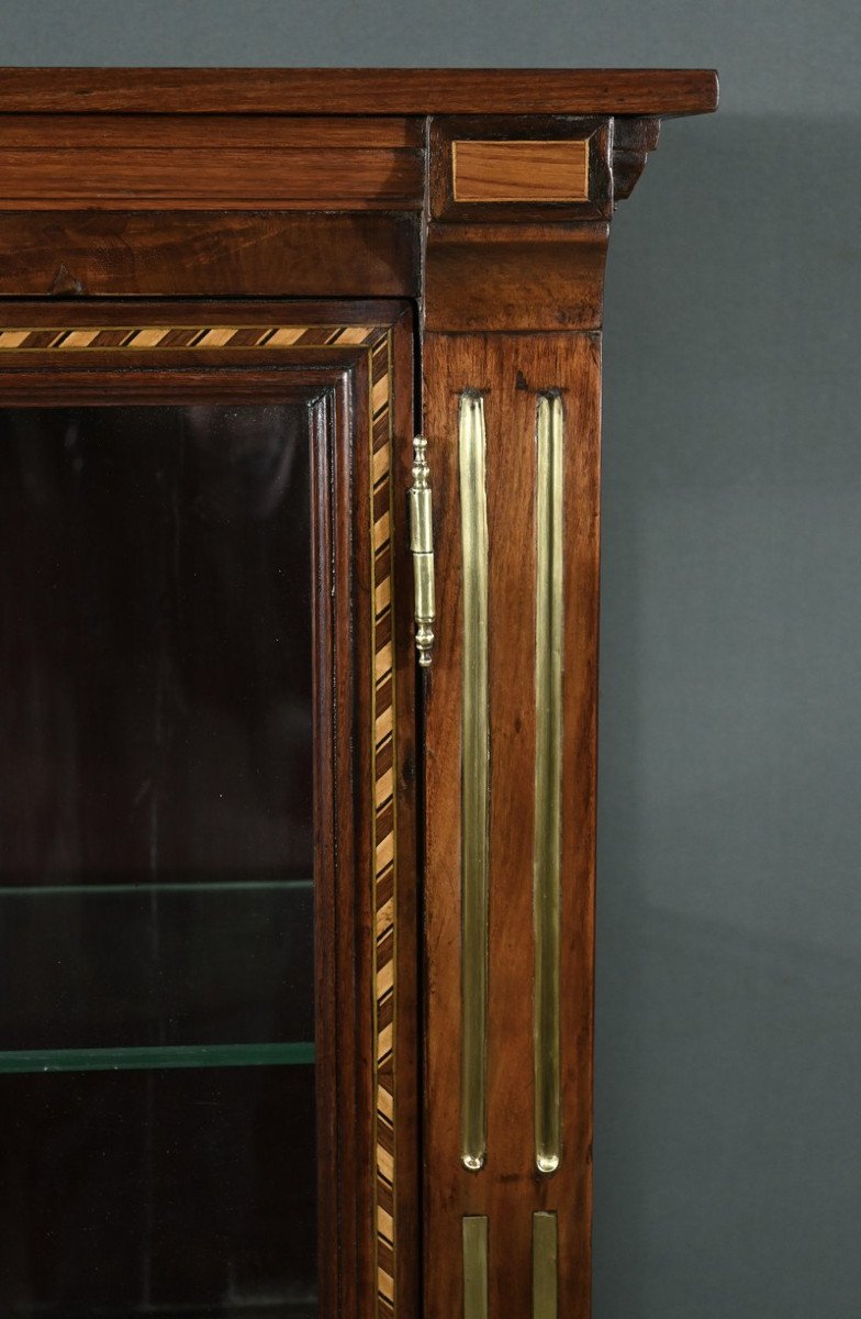 Rare Small Marquetry Display Cabinet, Louis XVI Style – Mid 19th Century-photo-3