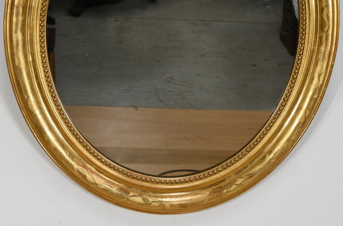 Oval Mirror In Gilded Wood, Louis XVI Style, Napoleon III Period – Mid-19th Century-photo-5