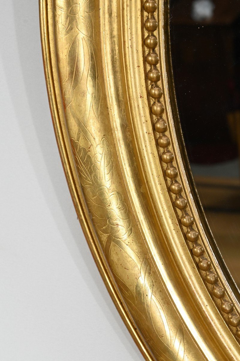 Oval Mirror In Gilded Wood, Louis XVI Style, Napoleon III Period – Mid-19th Century-photo-6