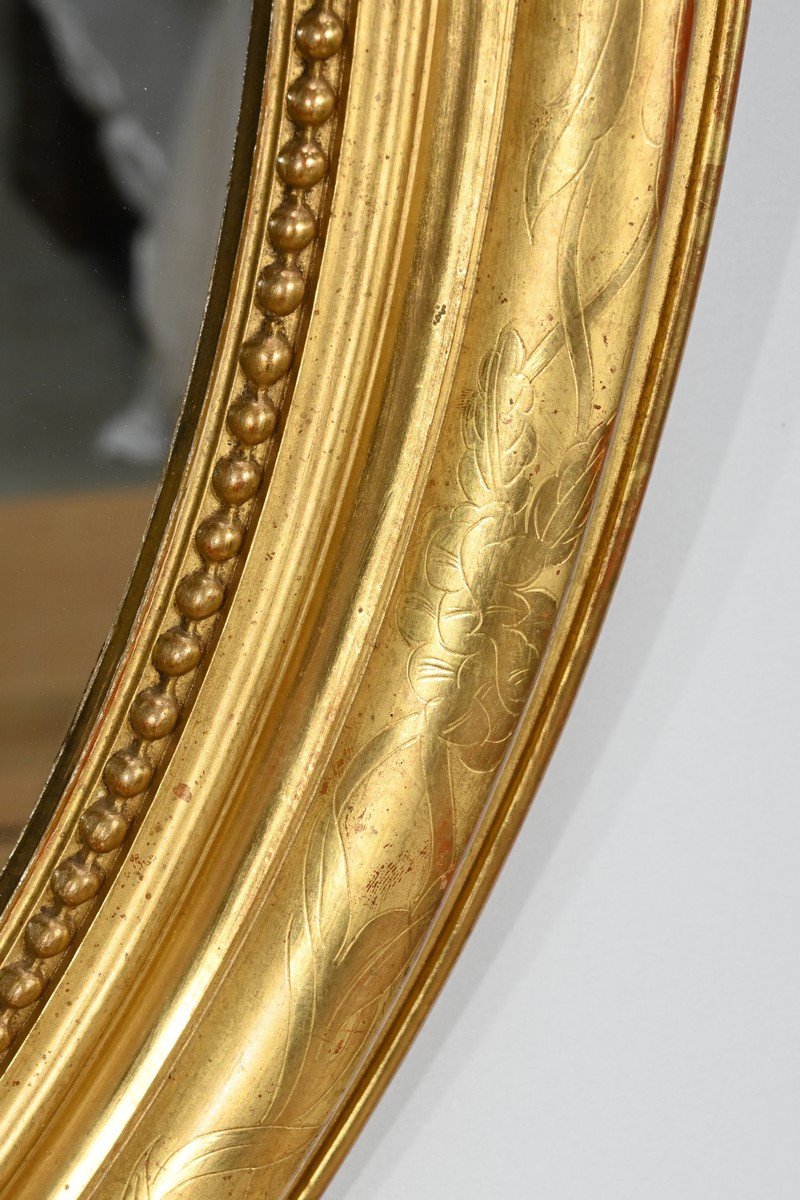 Oval Mirror In Gilded Wood, Louis XVI Style, Napoleon III Period – Mid-19th Century-photo-7