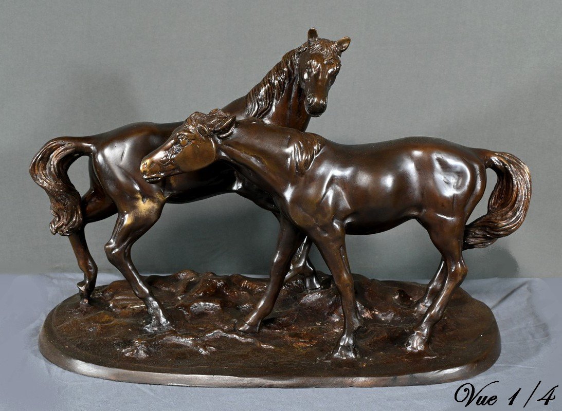 Bronze « Chevaux Arabes », D’après P-j. Mène – Début XXe-photo-4