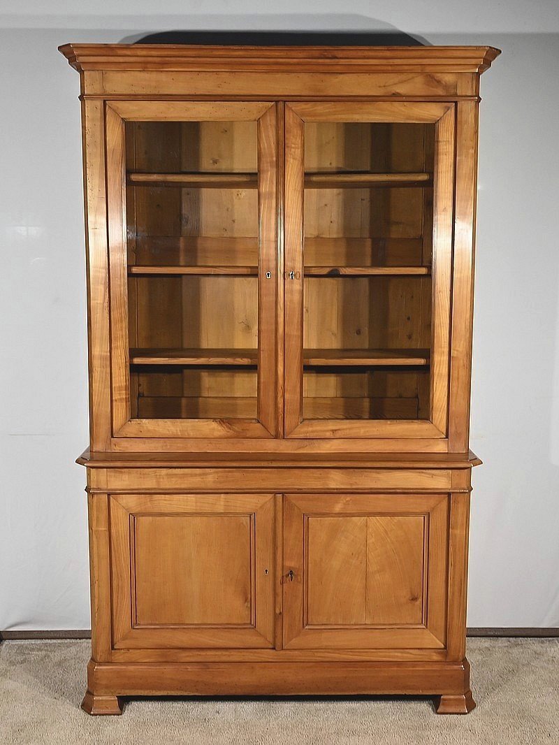 Small Two-body Bookcase Buffet In Solid Cherry Wood – 1900