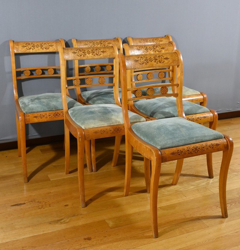 Charles X Style Speckled Maple Chairs – Mid 20th Century-photo-2