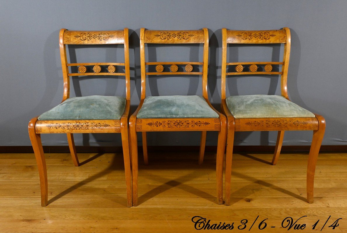 Charles X Style Speckled Maple Chairs – Mid 20th Century-photo-4