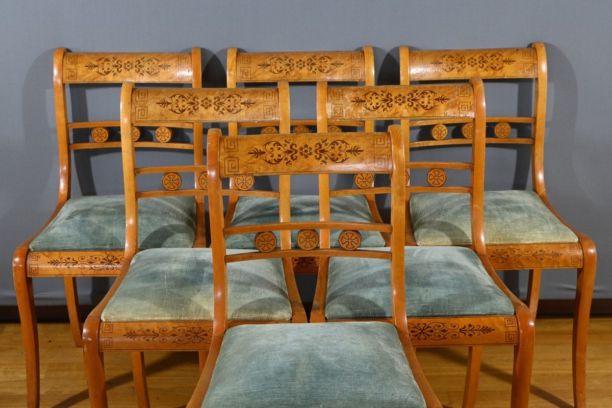 Charles X Style Speckled Maple Chairs – Mid 20th Century-photo-2