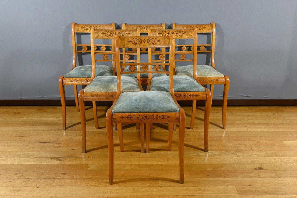 Charles X Style Speckled Maple Chairs – Mid 20th Century