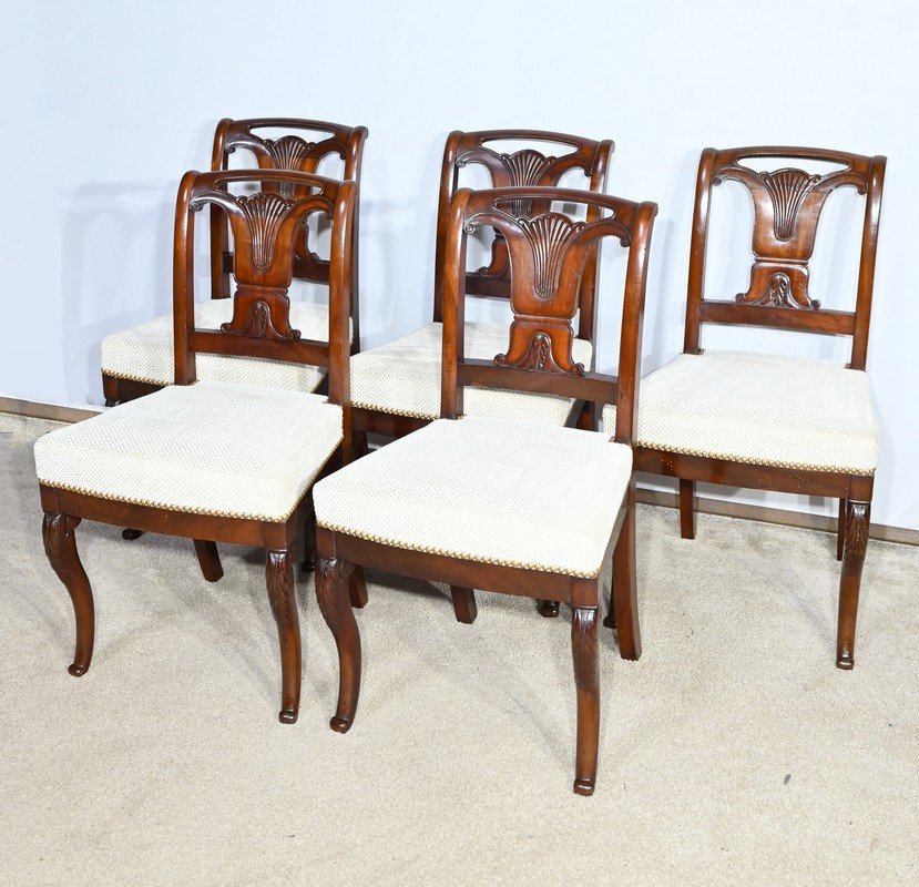 Set Of 5 Cuban Mahogany Chairs, Restoration Period – Early 19th Century-photo-3