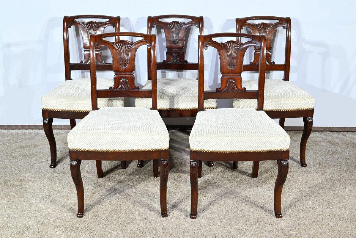 Set Of 5 Cuban Mahogany Chairs, Restoration Period – Early 19th Century