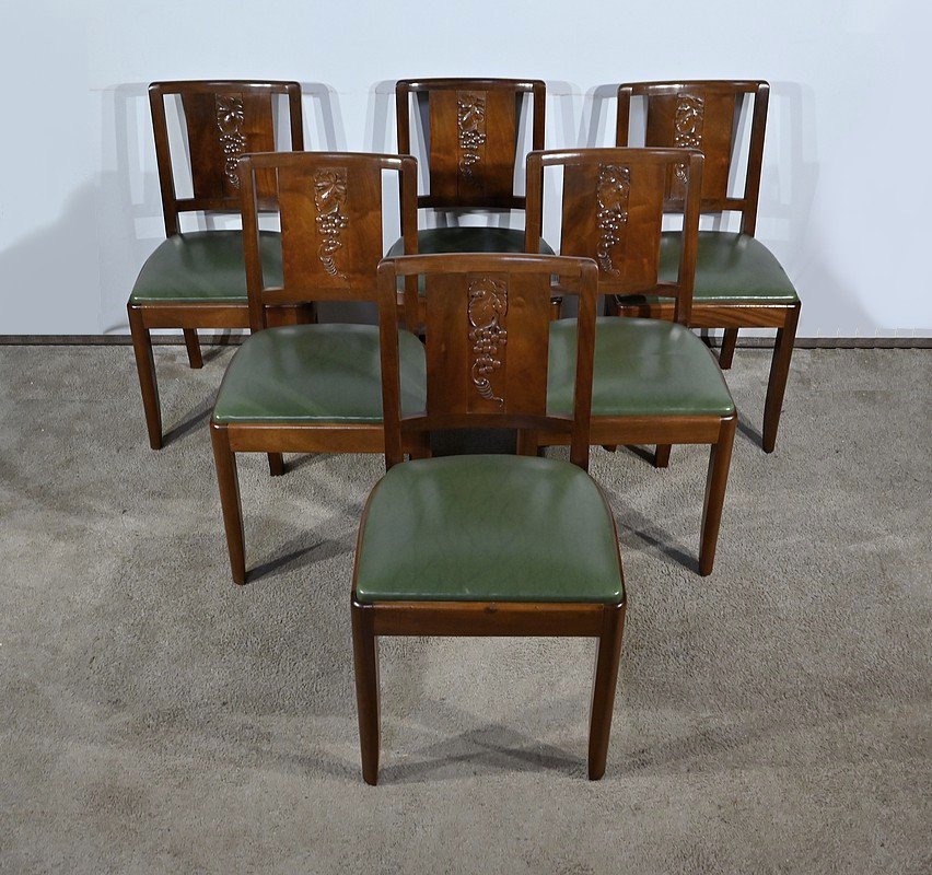 Suite De 6 Chaises En Acajou Massif, Art Déco – 1940-photo-2