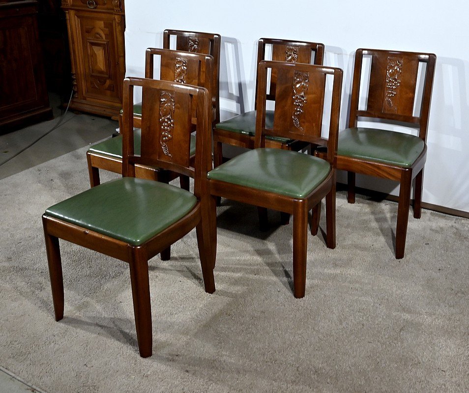 Suite De 6 Chaises En Acajou Massif, Art Déco – 1940-photo-3