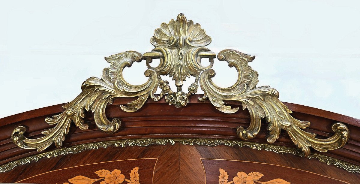 Two-body Bookcase In Rosewood And Marquetry, Louis XV Style – Late 19th Century-photo-3