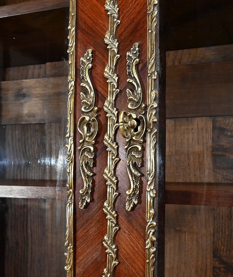 Two-body Bookcase In Rosewood And Marquetry, Louis XV Style – Late 19th Century-photo-5