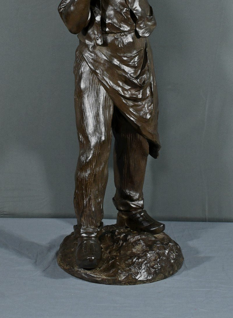 Important Bronze “man With A Pipe”, Signed M. Constant Favre – Late 19th Century-photo-5