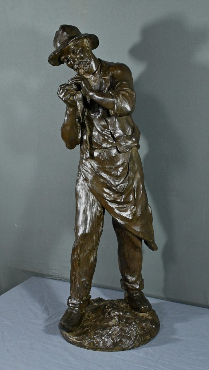 Important Bronze “man With A Pipe”, Signed M. Constant Favre – Late 19th Century-photo-6