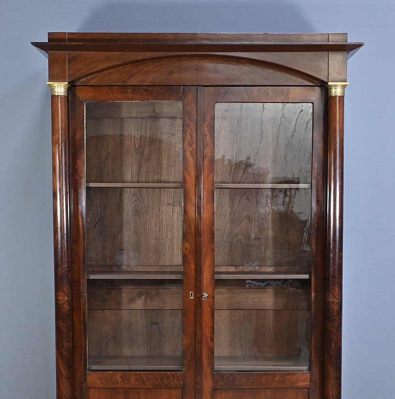 Mahogany Burl Bookcase, Empire Style – Late 19th Century-photo-4