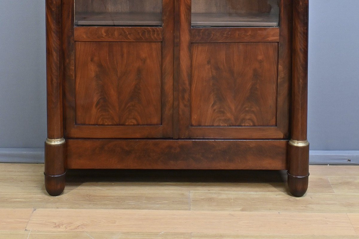 Mahogany Burl Bookcase, Empire Style – Late 19th Century-photo-7