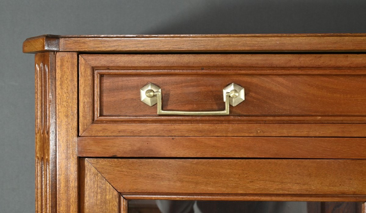 Small Glass-fronted Mahogany Bookcase, Louis XVI Style – Late 19th Century-photo-1