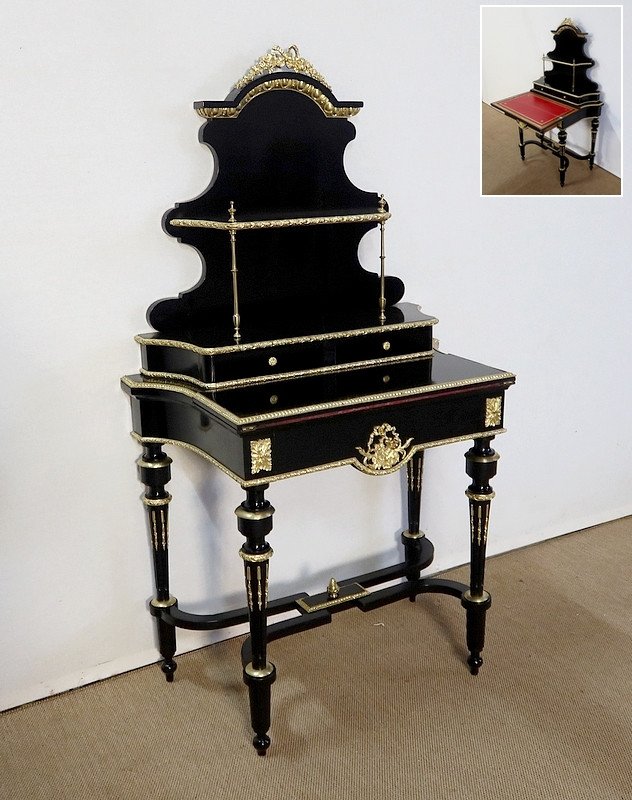 Petit Bureau De Dame En Poirier Noirci, époque Napoléon III – Milieu XIXe 