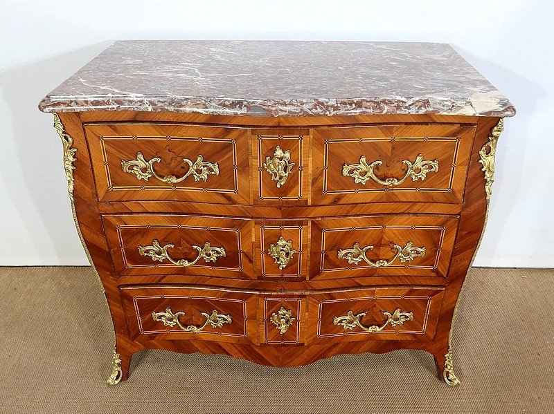  Commode Tombeau En Marqueteries De Bois Régionaux, époque Louis XIV – XVIIIe 