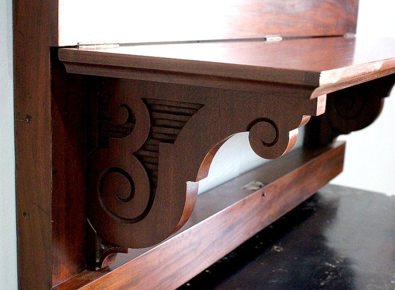 Wall Shelf Or Foot Secretary, In Mahogany - Late Nineteenth-photo-4