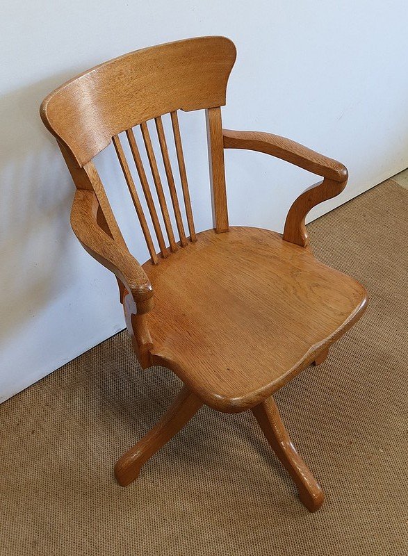 Adjustable Office Armchair, In Solid Light Oak - 1940-photo-2