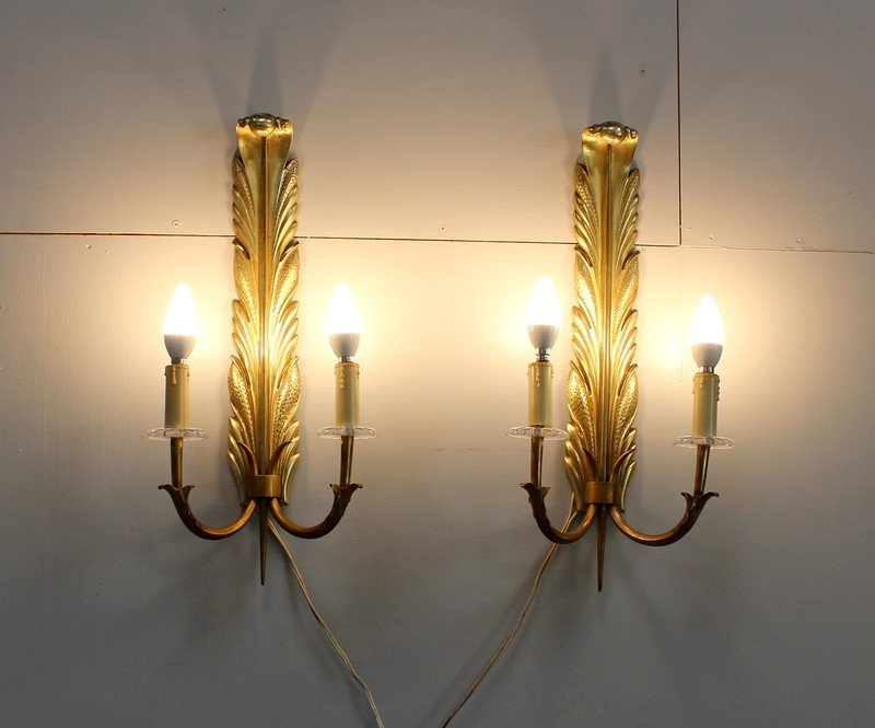 Pair Of Gilt Bronze Sconces - 1950-photo-4