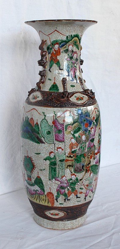 Large Baluster Vase, In Cracked Canton Porcelain, China - Nineteenth-photo-2