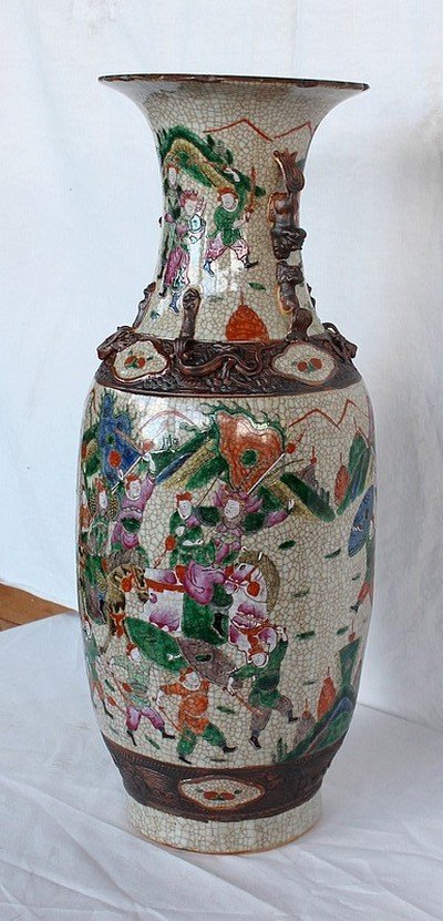 Large Baluster Vase, In Cracked Canton Porcelain, China - Nineteenth-photo-3