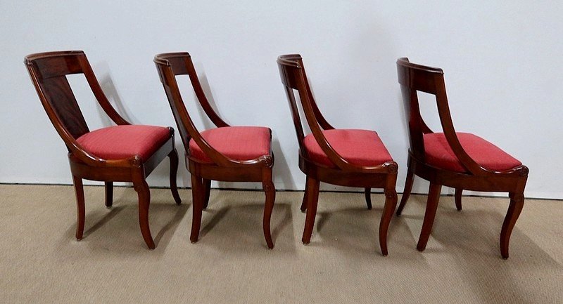 Suite Of Four Gondola Chairs In Mahogany, Restoration Period - 1st Part Of The Nineteenth-photo-4