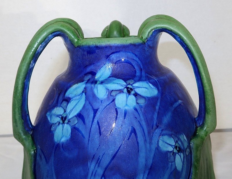 Vase With Floral Decor Signed E. Lachenal - Late 19th Century-photo-1