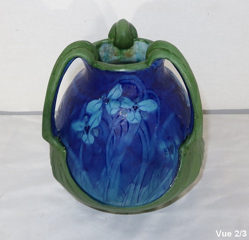 Vase With Floral Decor Signed E. Lachenal - Late 19th Century-photo-2